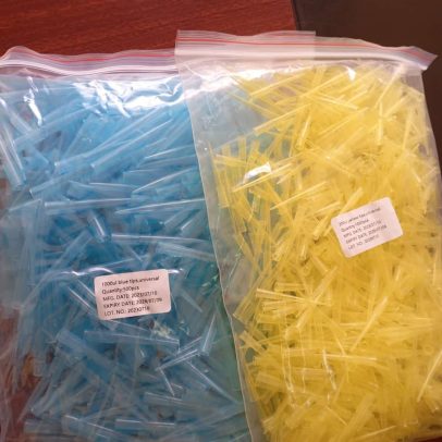 Blue and yellow tips